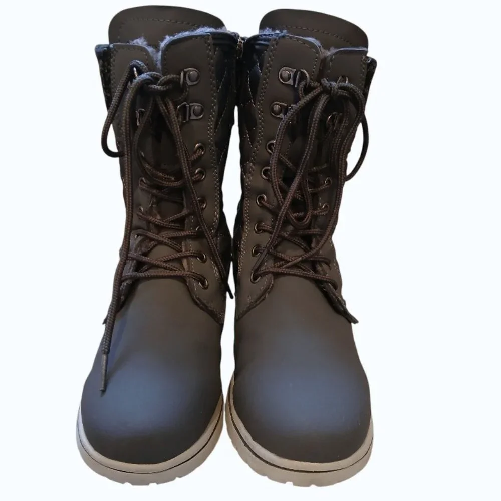 POLAR Lace-Up Faux Fur Mid-Calf Winter Boots